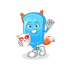 ski board japanese fox character. cartoon mascot