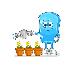 ski board watering the flowers mascot. cartoon vector