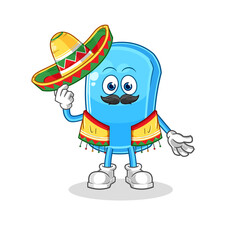 ski board Mexican culture and flag. cartoon mascot vector