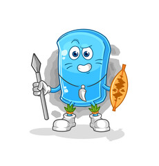 ski board african tribal fighter mascot. cartoon vector