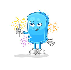 ski board with fireworks mascot. cartoon vector