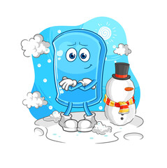 ski board in cold winter character. cartoon mascot vector