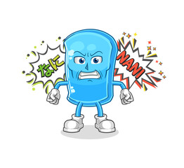 ski board anime angry vector. cartoon character