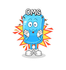 ski board Oh my God vector. cartoon character