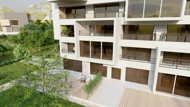 Modern upscale apartment building