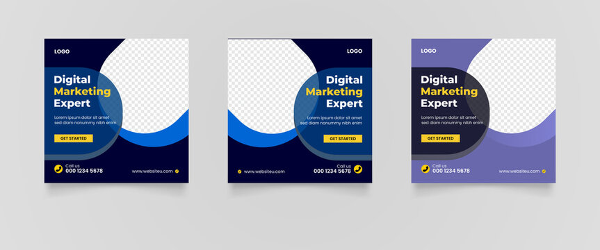 Digital business marketing social media minimalist square flyer and post template for digital marketing. Fully editable promotion corporate web banner.