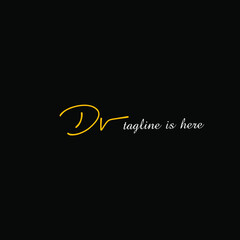 Dv Tagline Initial Handwriting Logo Vector