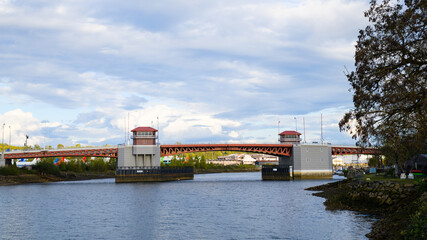 The South Park Bridge crosses over the Duwamish Waterway in Seattle..  This original industrial...