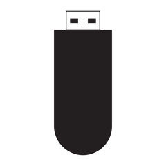 black flash drive icon. Flat card. Digital technology. Data storage. Vector illustration. stock image.