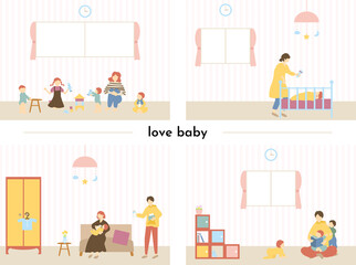 Fototapeta premium 家族の子育て セット 2