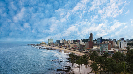 Aerial photo of Barra beach in Salvador Bahia Brazil
