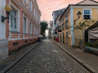 Fototapeta na wymiar Ancient streets of Pelourinho in the city of Salvador Bahia Brazil
