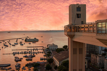 Sunset view at the Lacerda Elevator in Salvador Bahia Brazil