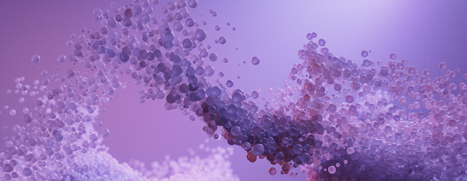 Purple Wallpaper with Contemporary, Suspended Bubbles. Medical or Cutting Edge Technology concept.