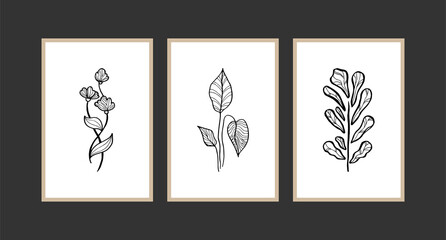 Modern boho abstract trendy background design. plant painting