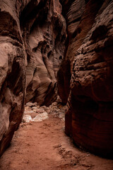 Sand And Rocks Fill The Bottom Of Buckskin Gulch Slot Canyon