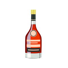 bottle of cognac flat isolated on white background vector illustration