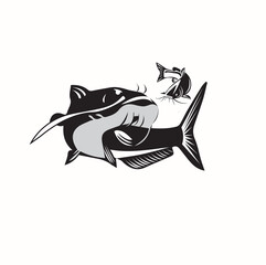 White background catfish vector icon illustration