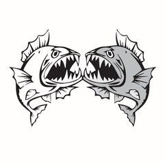 Icon of two angry piranhas facing each other