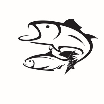 saltwater tuna fish icon.  Underwater animal fishing