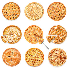 Set of tasty apple pies isolated on white © Pixel-Shot