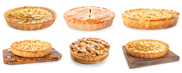 Set of tasty apple pies isolated on white © Pixel-Shot