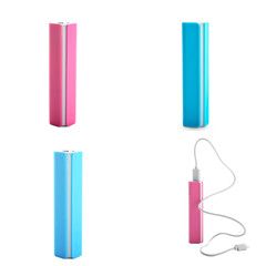 Set of power banks isolated on white