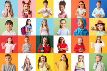 Collage with portraits of many little children