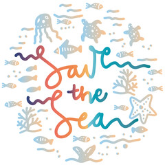 Save the sea concept. Poster design.