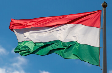 Hungarian flag waving in the wind