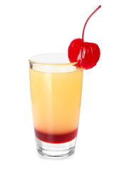 Tasty Pineapple Upside Down Cake Shot on white background
