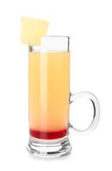 Tasty Pineapple Upside Down Cake Shot on white background