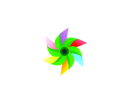 Pinwheel origami with rainbow color