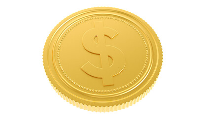 3D render of dollar coin isolated on white background. Business concept for finances