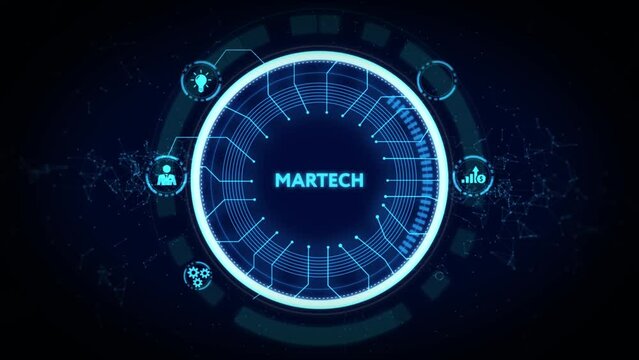 Martech marketing technology concept on virtual screen interface. Business, Technology, Internet and network concept.