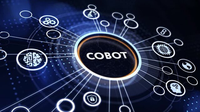 Industrial automation technology concept. Collaborative robot, cobot