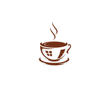 Home and coffee combination logo vector design
