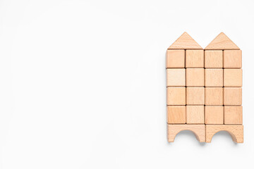 Wooden cubes on white background