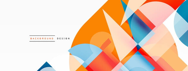 Fototapeta premium Circle and square geometric background. Round shapes with squares and triangles composition for wallpaper, banner, background or landing