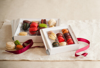 Boxes of Assorted Macaroons with Ribbon