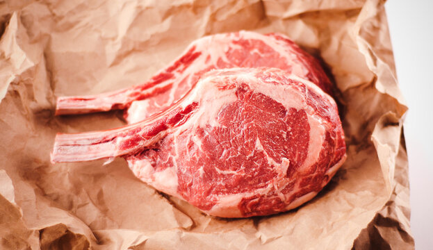 Dry aged rib steak raw