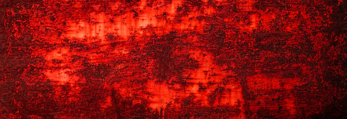 赤い錆びた金属の壁の背景テクスチャー