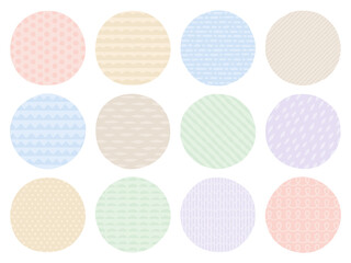 ナチュラルな手描き風の模様の円形のフレームセット