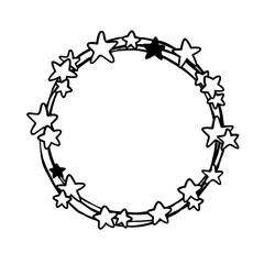Black simple line Little Stars with three circle. Vector illustration for decorate logo, greeting cards and any design.