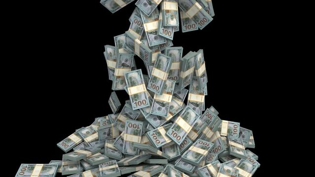 Big pile of dollars - 3d render with alpha channel.
