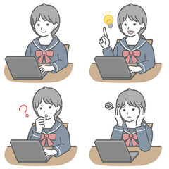 パソコンを操作する女子学生
