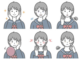 顔の肌に関する色々　女子学生