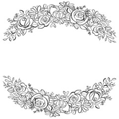 リース　イラスト　線画　手描き　1色