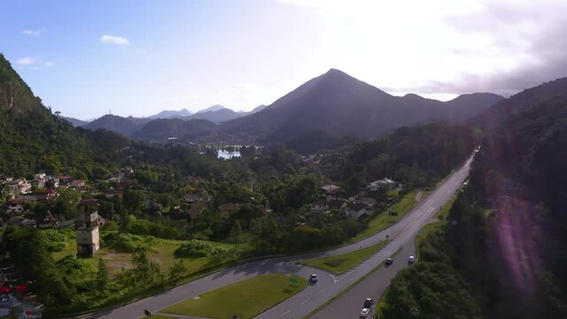 A city with a beautiful lagoon. City with a beautiful lagoon in the mountain. The city of Teres&oacute;polis, State of Rio de Janeiro, Brazil, South America. 