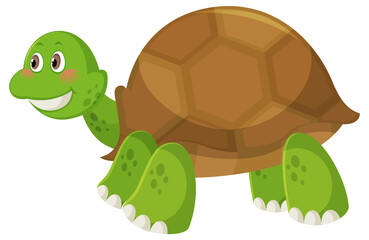 Cute simple turtle cartoon on white background